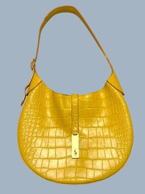 Ralph Lauren Yellow Croc-Embossed ID Shoulder Bag